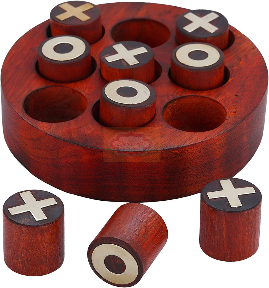 Wooden Noughts and Crosses / Tic Tac Toe / Tic Tak Toe / TIK Tak Toe Pedagogical Board / Brain Teaser Games for Kids - Chess'n'Boards