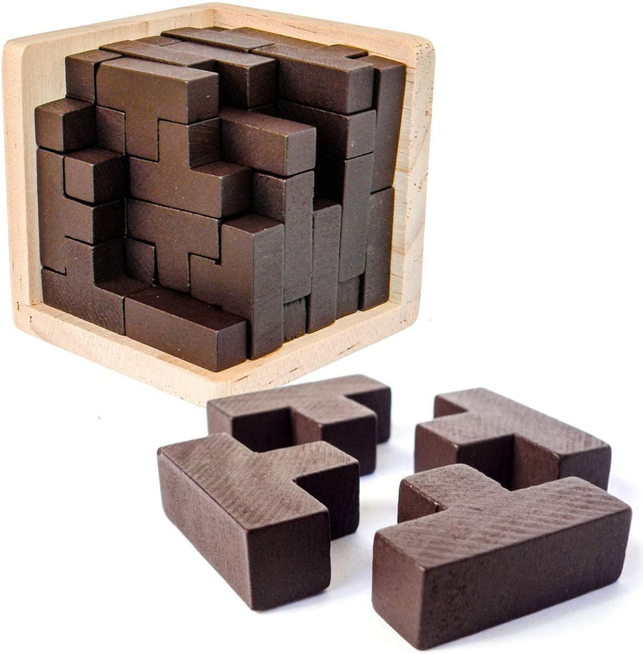 Wooden Brain Teaser Puzzle Cube Wooden Puzzles - Chess'n'Boards