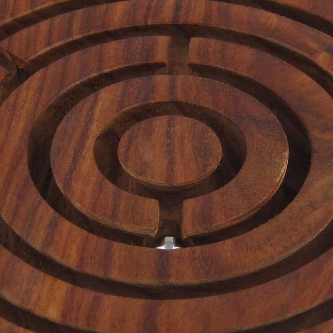 Handcrafted Wooden Round Labyrinth Ball Maze Puzzle Board Game - Chess'n'Boards