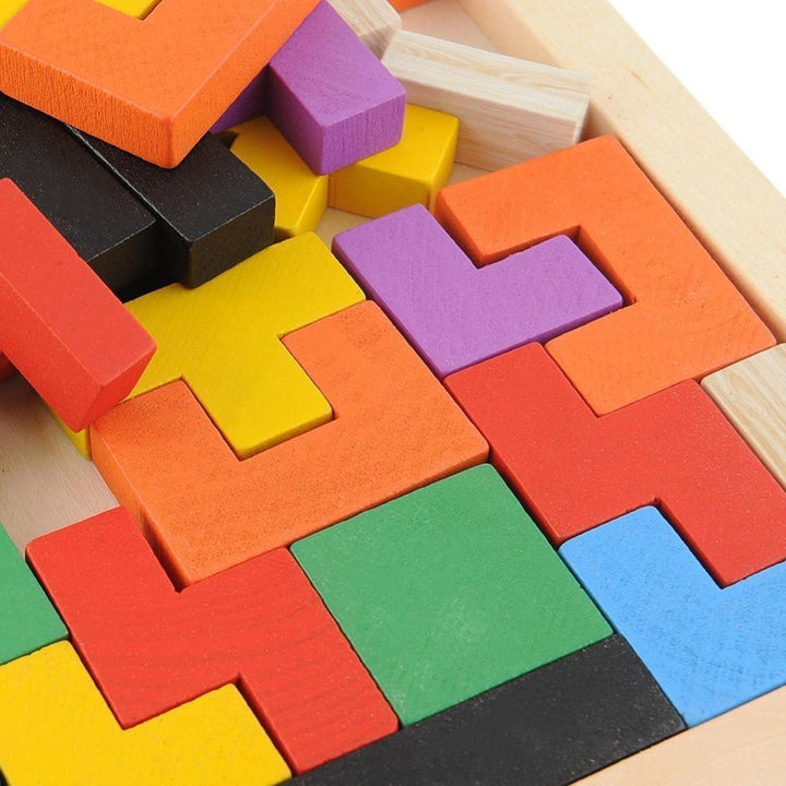 Wooden Jigsaw Puzzle Tetris (40 Pieces) Tangram Brain Teaser - Chess'n'Boards