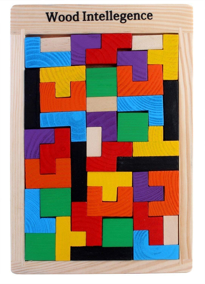 Wooden Jigsaw Puzzle Tetris (40 Pieces) Tangram Brain Teaser - Chess'n'Boards