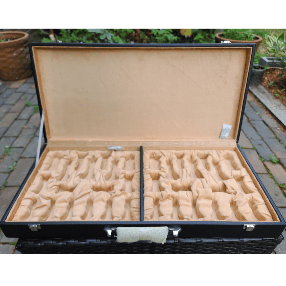 Leatherette Chess Set Briefcase Storage Box Coffer with Fixed Slots for 3.75" - 4" Pieces - Chess'n'Boards