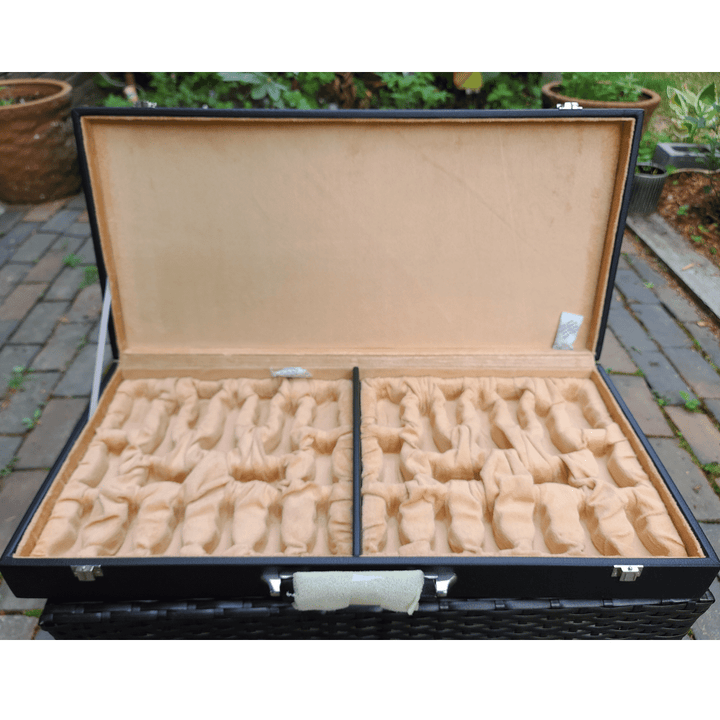 Leatherette Chess Set Briefcase Storage Box Coffer with Fixed Slots for 3.75" - 4" Pieces - Chess'n'Boards