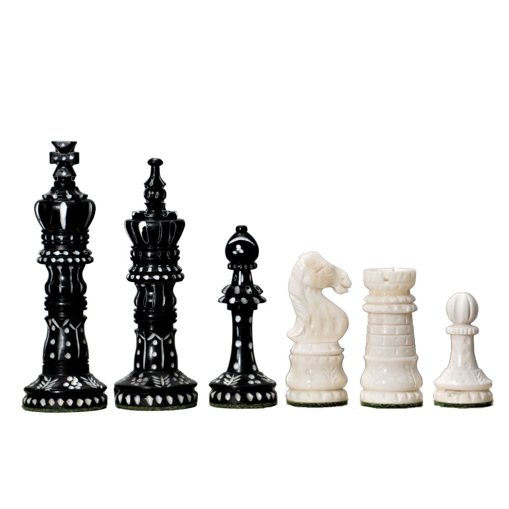 Unique Artistic Hand Carved King Cross Series Camel Bone Chess Pieces 4" King - Chess'n'Boards