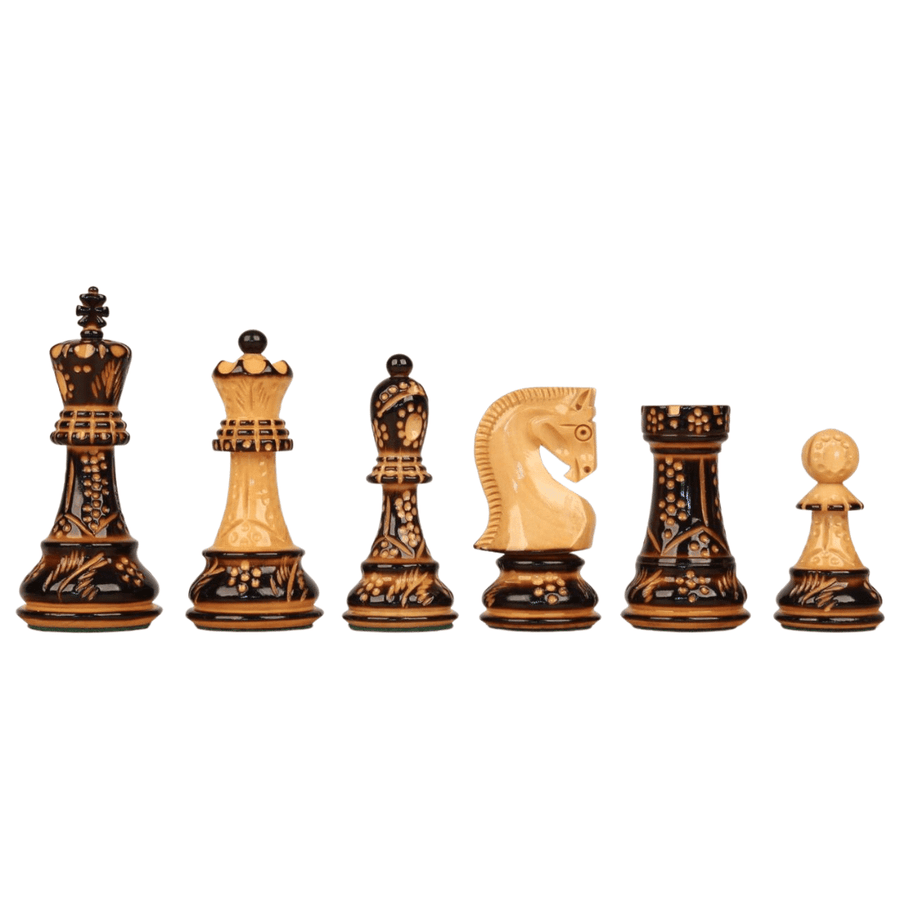 Burnt Russian Zagreb Tournament Chess Pieces - Chess'n'Boards