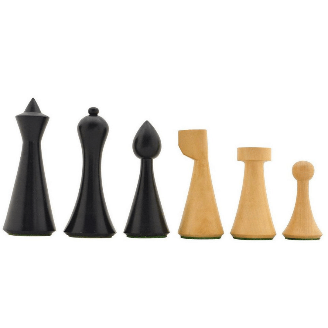 Reproduced Eboized Hermann Ohme Minimalist Style Weighted Chess Pieces - Chess'n'Boards