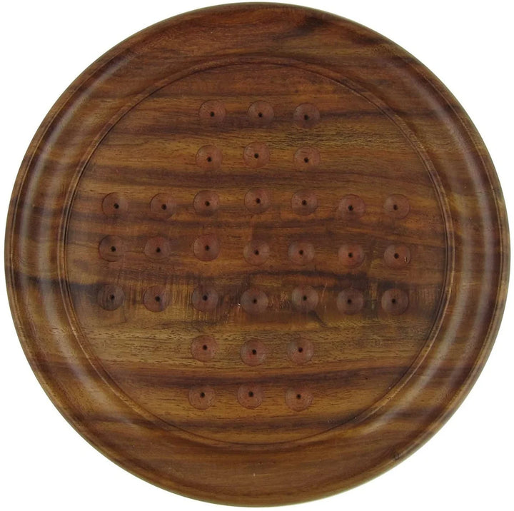 Oakwood Made Marble Solitaire Boards 9 inch - Glass Marbles Included - Chess'n'Boards