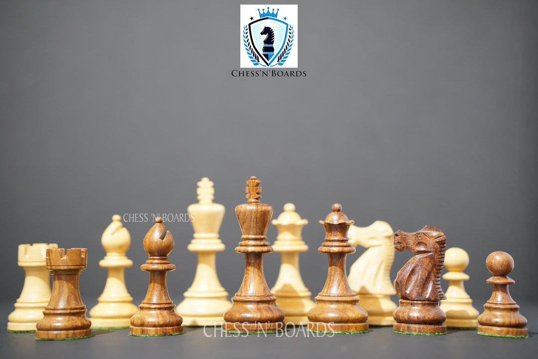British Staunton Tournament Series Weighted Golden Rosewood Chess Pieces - Chess'n'Boards