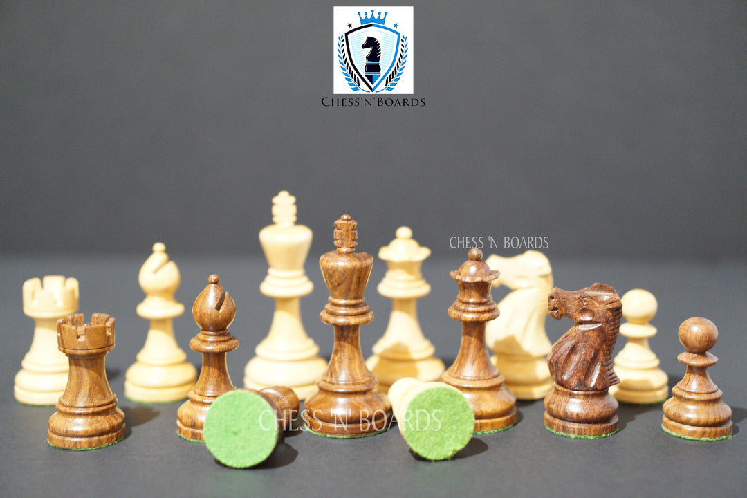 British Staunton Tournament Series Weighted Golden Rosewood Chess Pieces - Chess'n'Boards