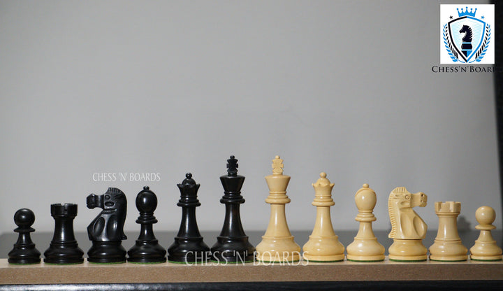 Deluxe Old Club British Staunton Tournament Series Chess Pieces with Ebonized Boxwood - Chess'n'Boards