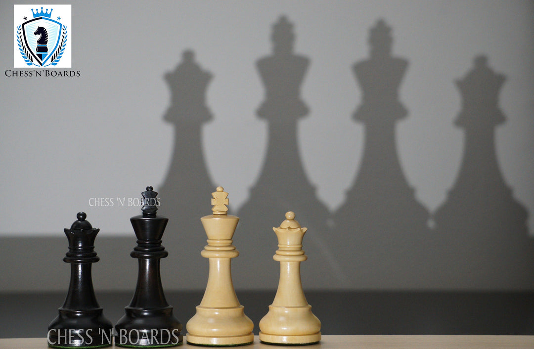 Deluxe Old Club British Staunton Tournament Series Chess Pieces with Ebonized Boxwood - Chess'n'Boards