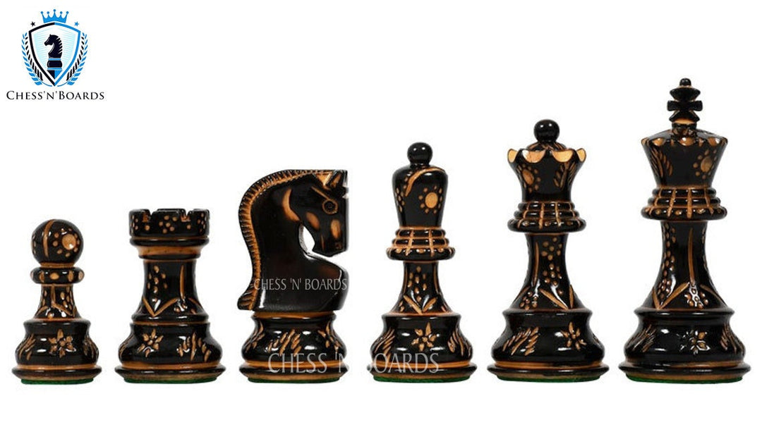 Burnt Russian Zagreb Tournament Chess Pieces - Chess'n'Boards
