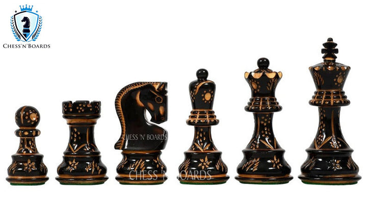 Burnt Russian Zagreb Tournament Chess Pieces - Chess'n'Boards