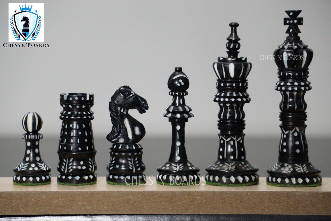 Unique Artistic Hand Carved King Cross Series Camel Bone Chess Pieces 4" King - Chess'n'Boards