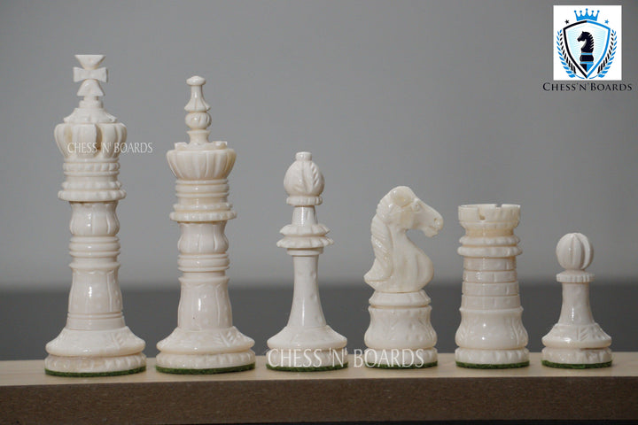 Unique Artistic Hand Carved King Cross Series Camel Bone Chess Pieces 4" King - Chess'n'Boards