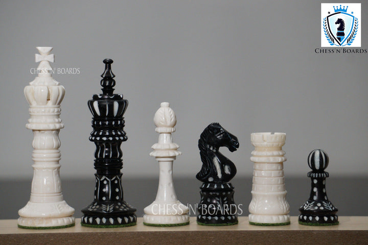 Unique Artistic Hand Carved King Cross Series Camel Bone Chess Pieces 4" King - Chess'n'Boards