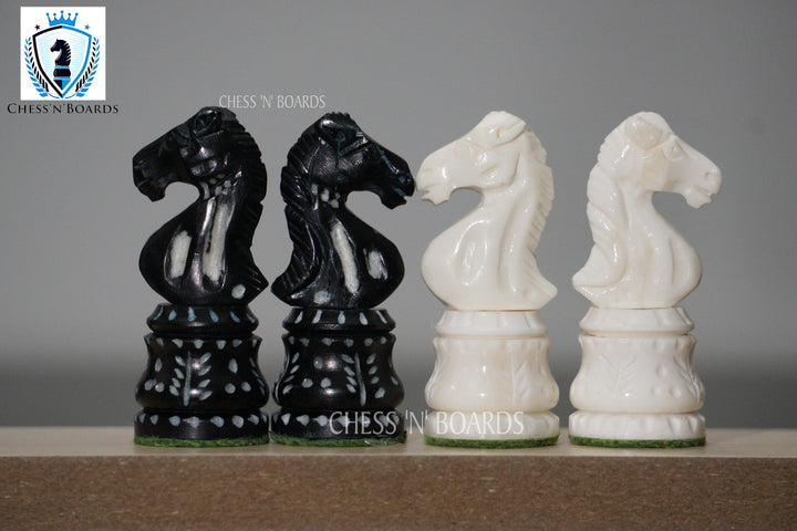 Unique Artistic Hand Carved King Cross Series Camel Bone Chess Pieces 4" King - Chess'n'Boards