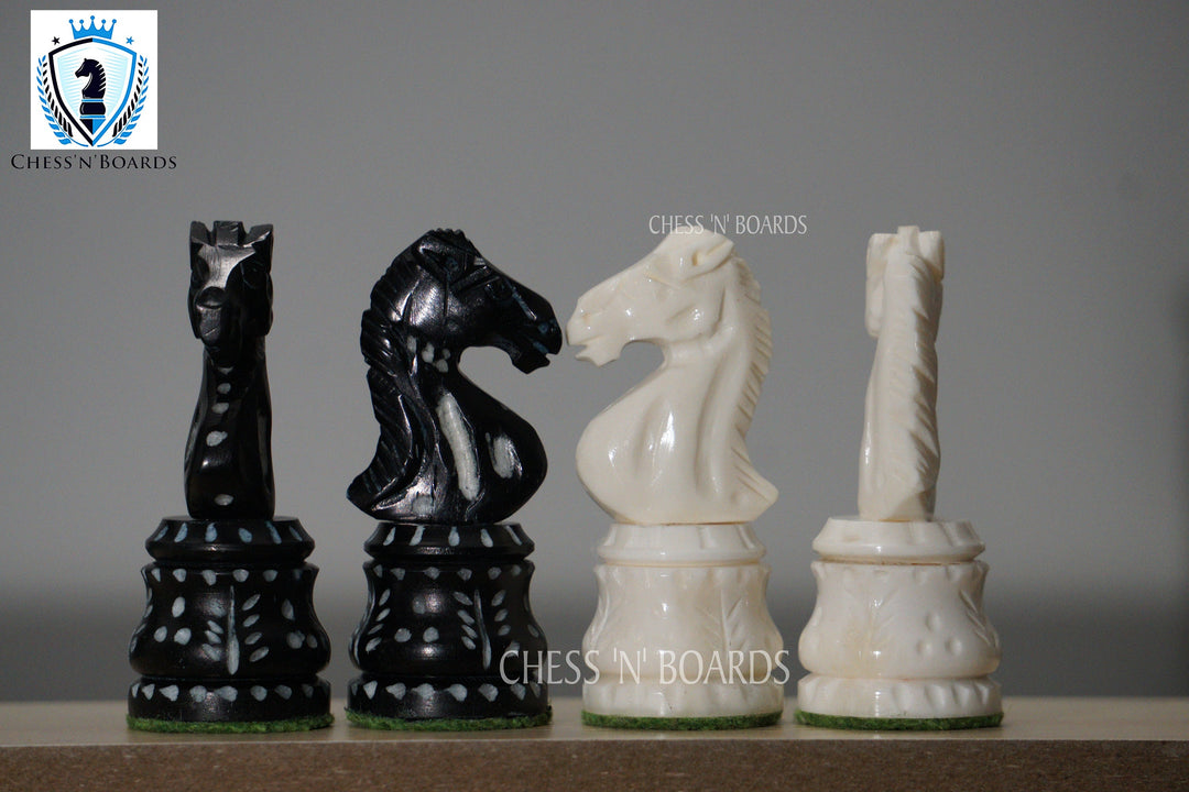 Unique Artistic Hand Carved King Cross Series Camel Bone Chess Pieces 4" King - Chess'n'Boards