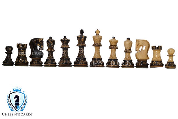 Burnt Russian Zagreb Tournament Chess Pieces - Chess'n'Boards