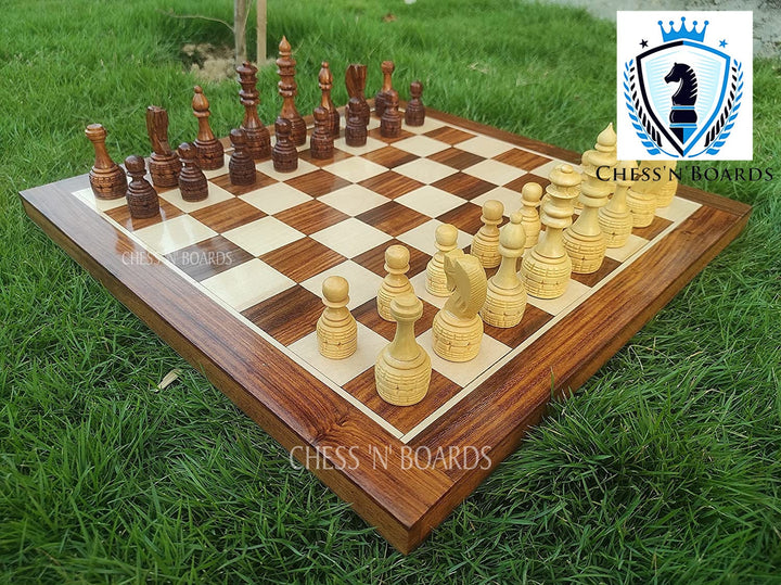 Professional Rose Wood Chess Set with 32 International Royal Carving Chess Pieces 16" x 16" Inches Best - Chess'n'Boards