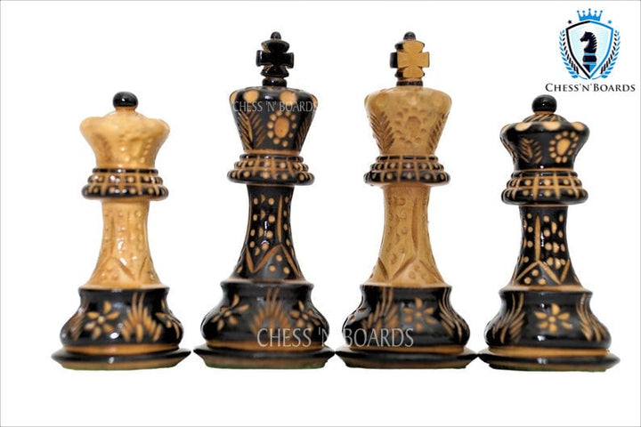 Burnt Russian Zagreb Tournament Chess Pieces - Chess'n'Boards