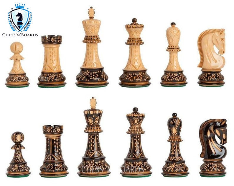 Burnt Russian Zagreb Tournament Chess Pieces - Chess'n'Boards