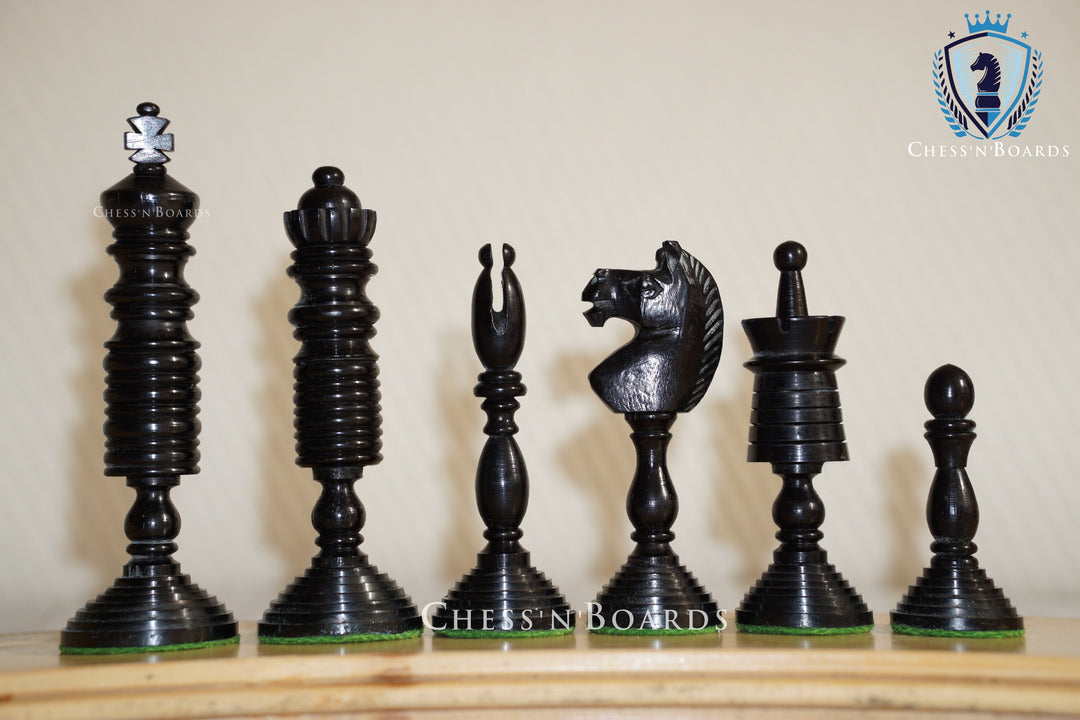 Antique Pre-Staunton English Camelbone Chess Pieces Only Set 4.6" King - Chess'n'Boards