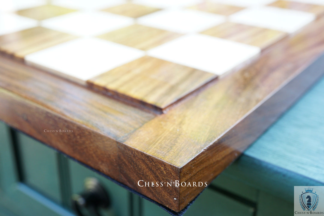 End Grain Finish, 16" Sheesham/ Golden Rosewood Chess Board | Flat Felted Chess Board - Chess'n'Boards
