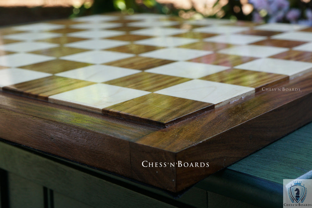 End Grain Finish, 16" Sheesham/ Golden Rosewood Chess Board | Flat Felted Chess Board - Chess'n'Boards