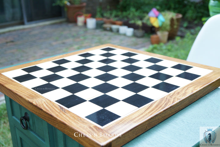 End Grain Finish, 16 Inch Ebony Chess Board | Flat Felted Chess Board - Chess'n'Boards