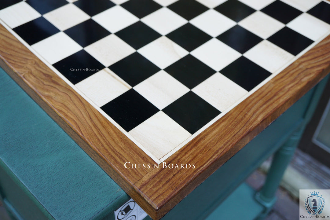 End Grain Finish, 16 Inch Ebony Chess Board | Flat Felted Chess Board - Chess'n'Boards