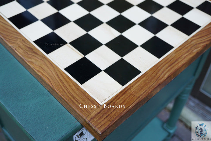 End Grain Finish, 16 Inch Ebony Chess Board | Flat Felted Chess Board - Chess'n'Boards