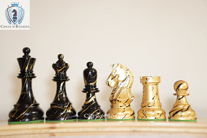 Stained 1950 Dubrovnik Bobby Fischer Reproduced Chess Pieces - Chess'n'Boards