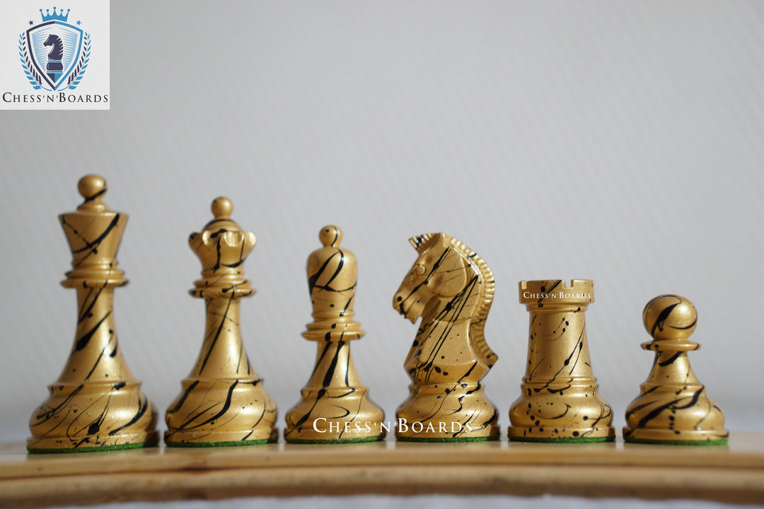 Stained 1950 Dubrovnik Bobby Fischer Reproduced Chess Pieces - Chess'n'Boards