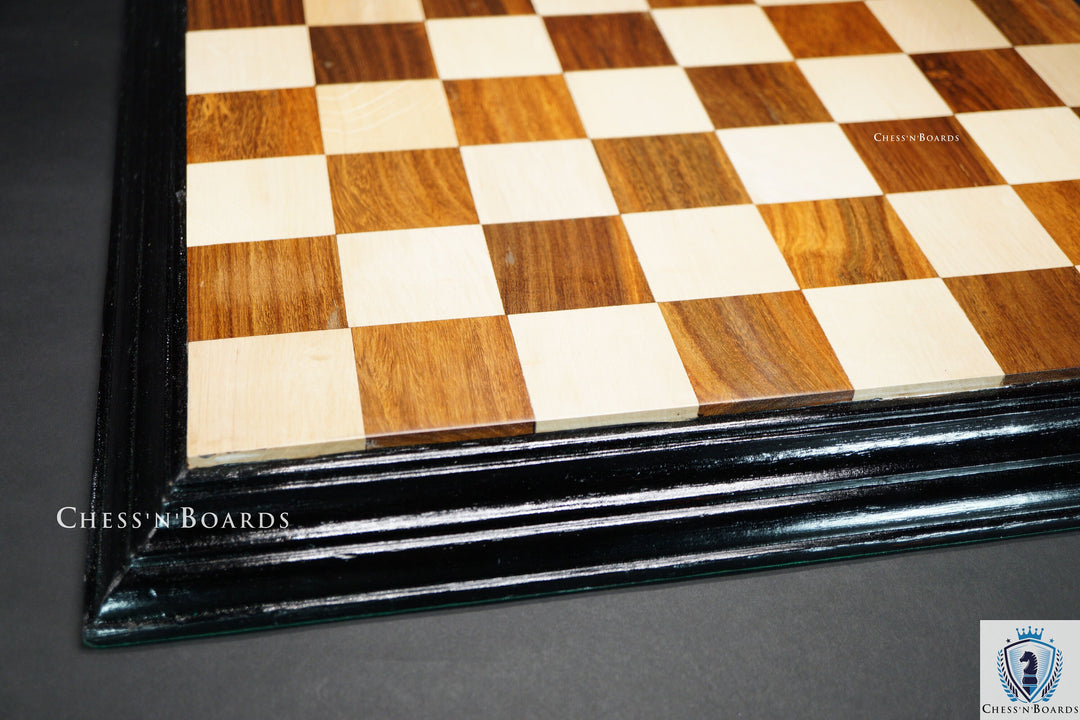 Tournament Size 25" Sheesham and Maple Chess Board with Molded Edge - Chess'n'Boards