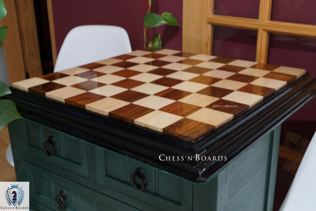 Tournament Size 25" Sheesham and Maple Chess Board with Molded Edge - Chess'n'Boards