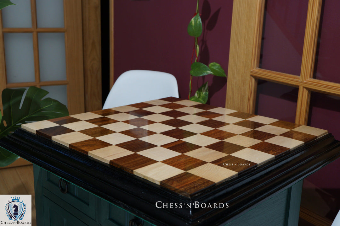 Tournament Size 25" Sheesham and Maple Chess Board with Molded Edge - Chess'n'Boards