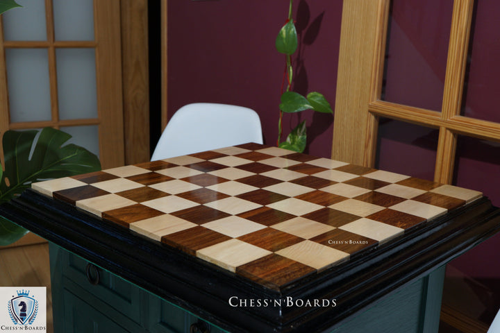 Tournament Size 25" Sheesham and Maple Chess Board with Molded Edge - Chess'n'Boards