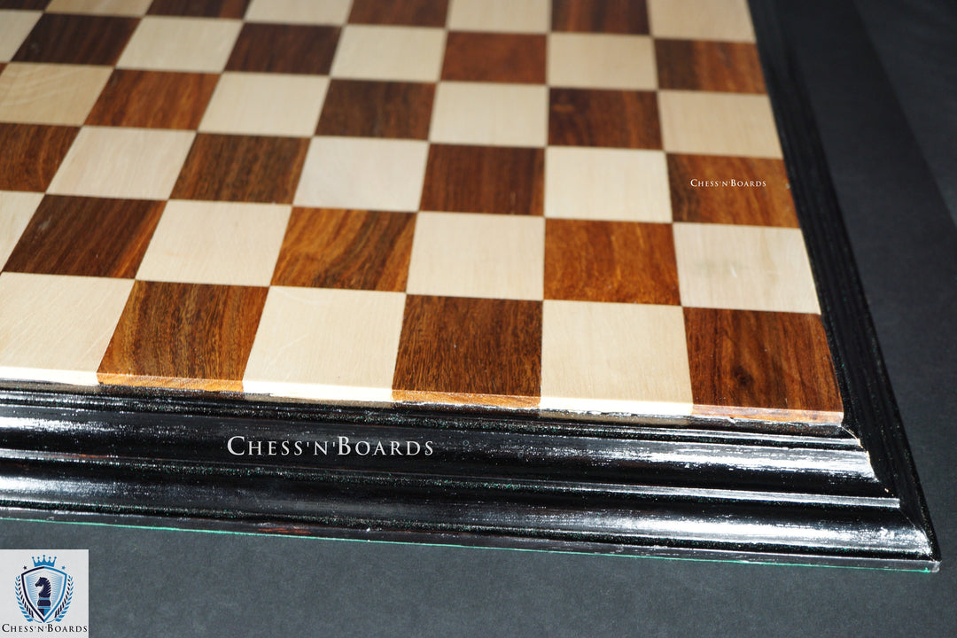 Tournament Size 25" Sheesham and Maple Chess Board with Molded Edge - Chess'n'Boards