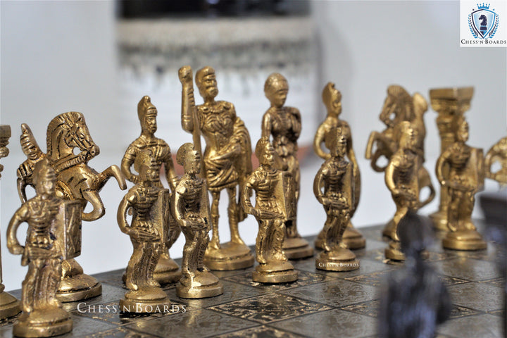 Collectible Premium Brass Chess Pieces, Antique Showpiece - Chess'n'Boards