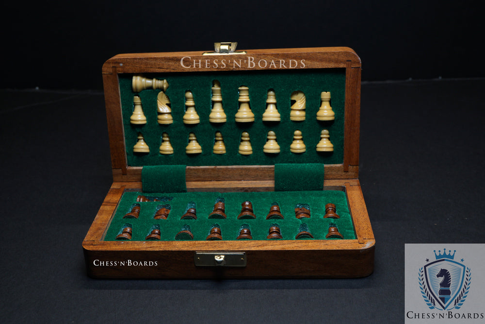 10" Folding Magnetic Travel Chess Set made of Golden Rosewood - Chess'n'Boards