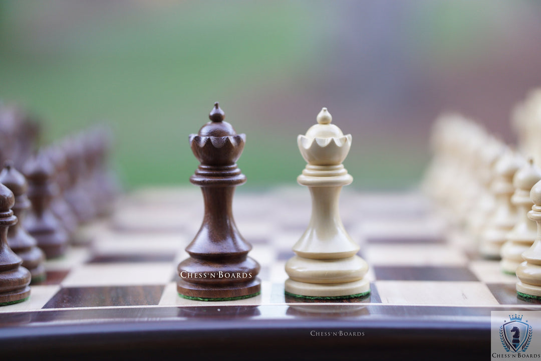 Hand Carved Taj Series Weighted Rosewood Chess Pieces with 2 Extra Queens - Chess'n'Boards