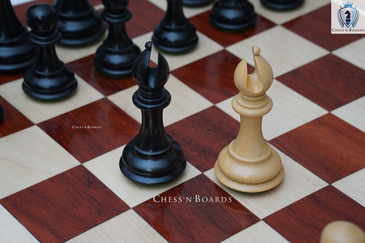 Combo Chess Set | Rio Staunton Series, Biggy Knight Chess Pieces with Padauk Chess Board - Chess'n'Boards