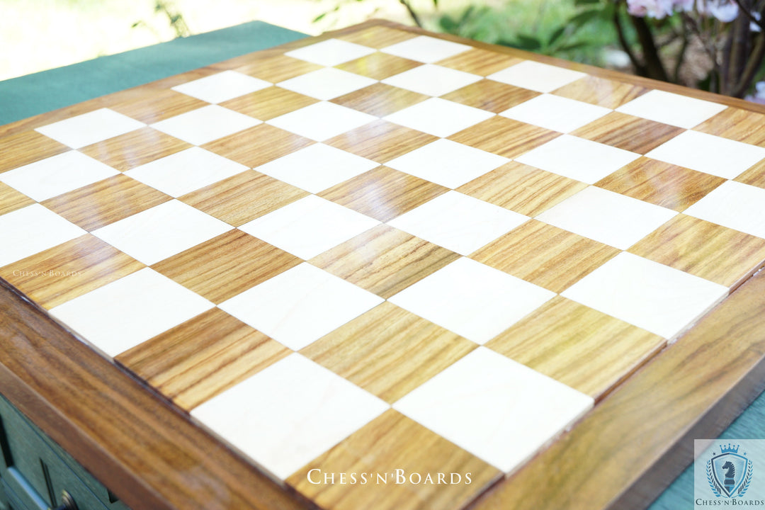 End Grain Finish, 16" Sheesham/ Golden Rosewood Chess Board | Flat Felted Chess Board - Chess'n'Boards