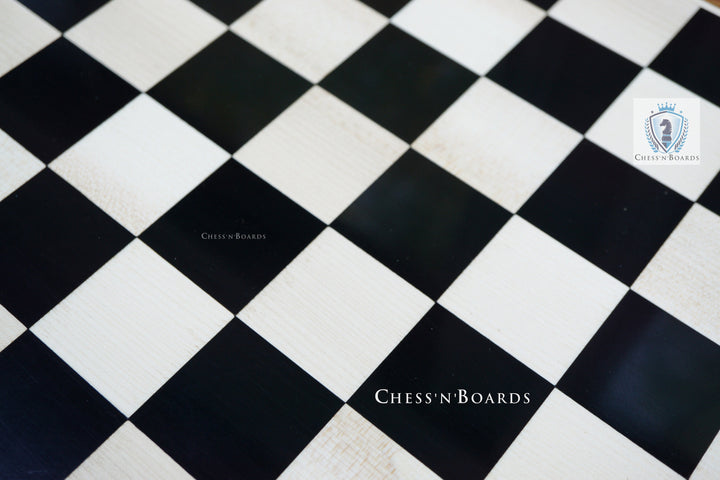 End Grain Finish, 16 Inch Ebony Chess Board | Flat Felted Chess Board - Chess'n'Boards