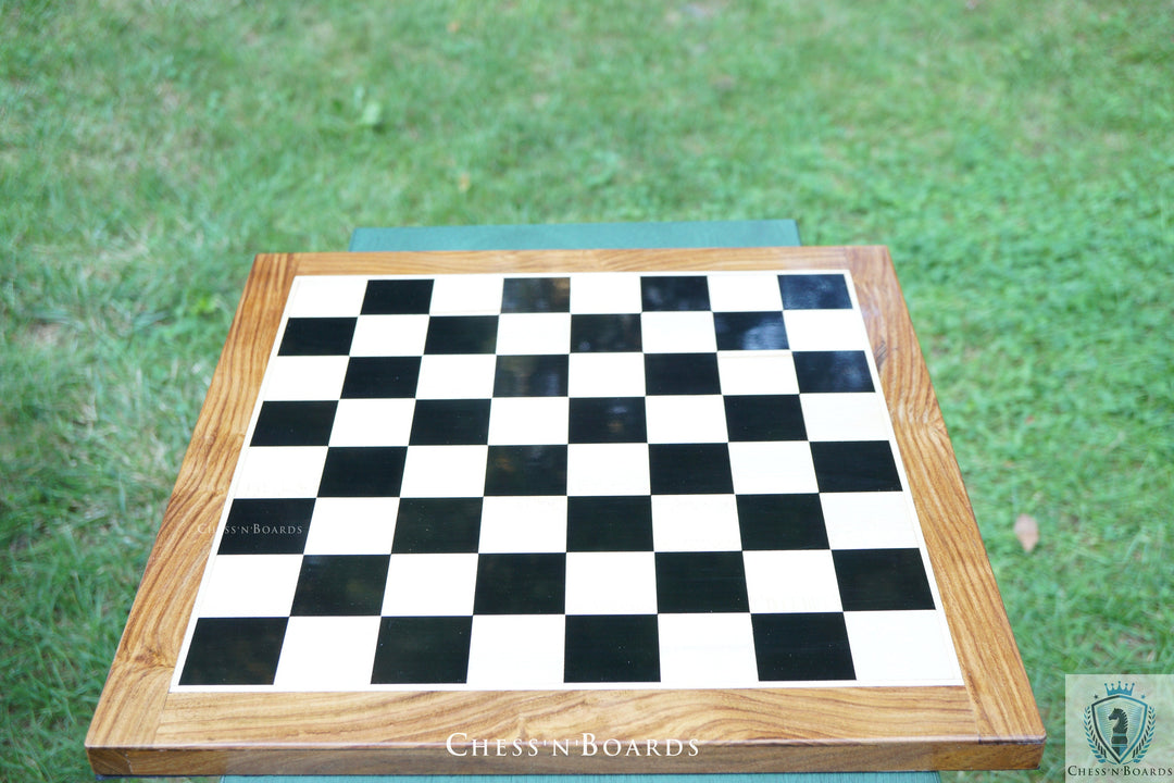 End Grain Finish, 16 Inch Ebony Chess Board | Flat Felted Chess Board - Chess'n'Boards