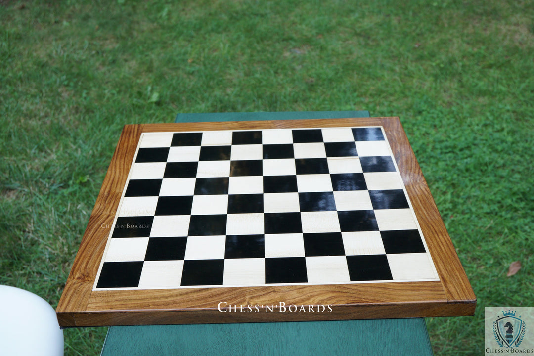 End Grain Finish, 16 Inch Ebony Chess Board | Flat Felted Chess Board - Chess'n'Boards