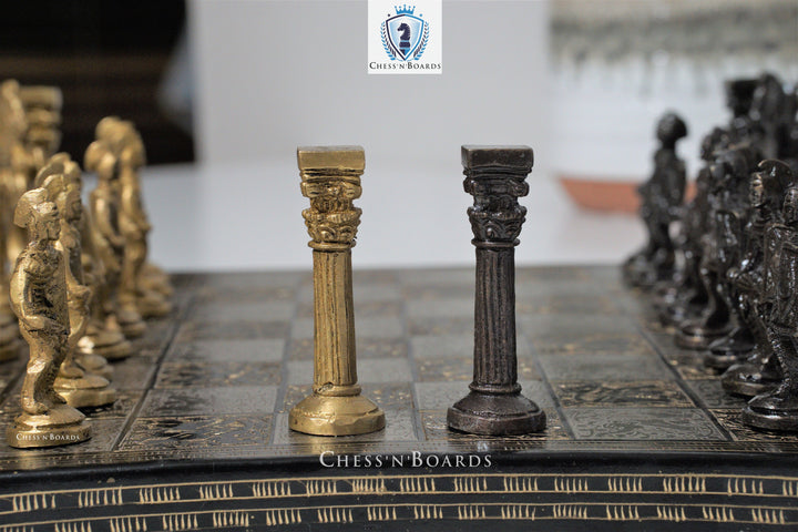Collectible Premium Brass Chess Pieces, Antique Showpiece - Chess'n'Boards