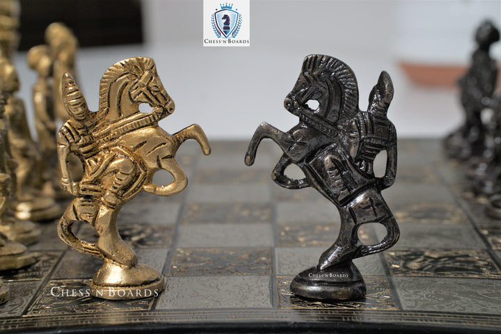 Collectible Premium Brass Chess Pieces, Antique Showpiece - Chess'n'Boards