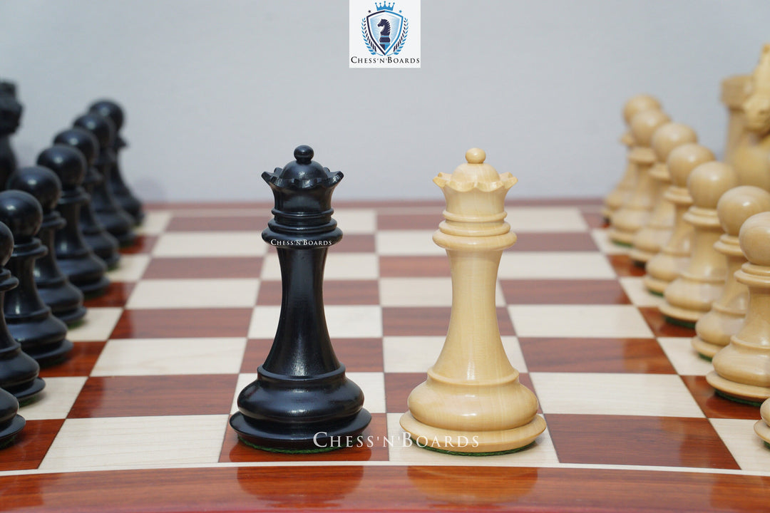 Combo Chess Set | Rio Staunton Series, Biggy Knight Chess Pieces with Padauk Chess Board - Chess'n'Boards